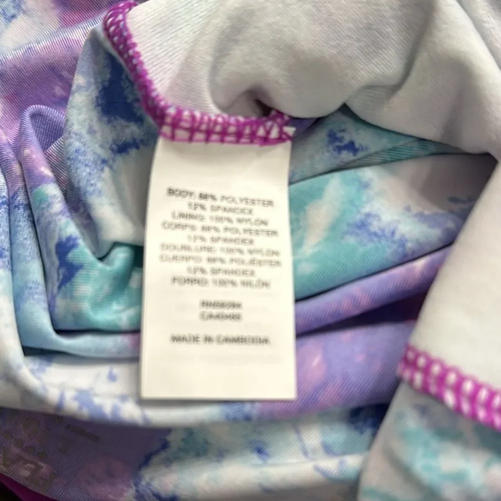The Children’s Place Purple Ruffle Tie Dye One Piece Halter Swimsuit NEW Large